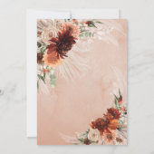 Boho Chic Terracotta Floral Pampas Grass Wedding Einladung (Rückseite)