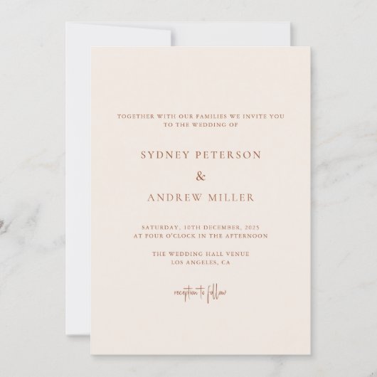 Boho Chic Terracotta Foto Hochzeit Einladung (Vorderseite)