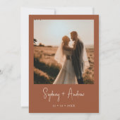 Boho Chic Terracotta Foto Hochzeit Einladung (Rückseite)