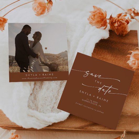 Boho Chic Terracotta Foto Zurück Save The Date