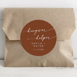 Boho Chic Terracotta Hangover Helper Favor Runder Aufkleber