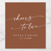 Boho Chic Terracotta Heiterkeit für Liebe Hochzeit Weinetikett (Einzelnes Label)