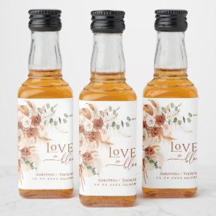 Boho-Chic Terracotta-Liebe in Bloom Favor Wedding Alkoholflaschenetikett