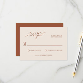 Boho Chic Terracotta Minimal Wedding RSVP Karte