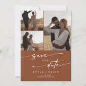 Boho Chic Terracotta Multi Foto QR Code Save The Date (Vorderseite)