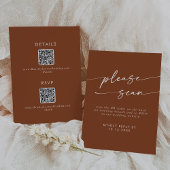 Boho Chic Terracotta QR-Code RSVP Karte