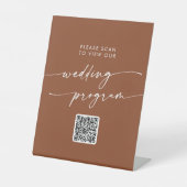 Boho Chic Terracotta QR Code Wedding Program Sockelschild (Vorderseite)