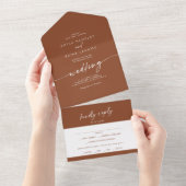 Boho Chic Terracotta UAWG Wedding All In One Einladung (Abreißen)