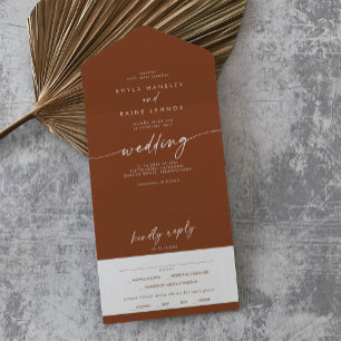 Boho Chic Terracotta UAWG Wedding All In One Einladung
