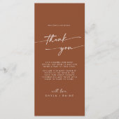 Boho Chic Terracotta Vielen Dank Platzkarte Menükarte (Vorderseite)