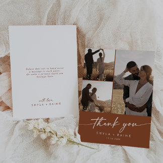 Boho Chic Terracotta Wedding Foto Collage Dankeskarte