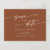 Boho Chic Terracotta Wedding Save the Date Einladungspostkarte (Vorderseite)
