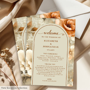 Boho-chic Terrakotta Beige Salbei Hochzeitstag Programm