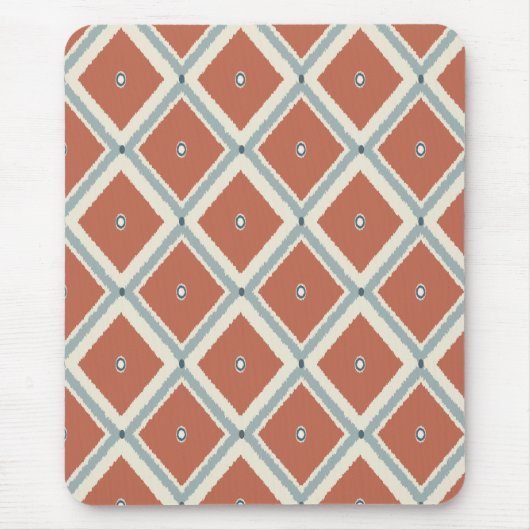 Boho Chic Terrakotta und Indigo geometrisches Ikat Mousepad (Vorne)