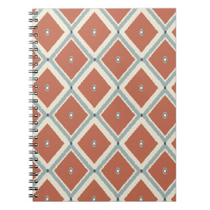 Boho Chic Terrakotta und Indigo geometrisches Ikat Notizblock
