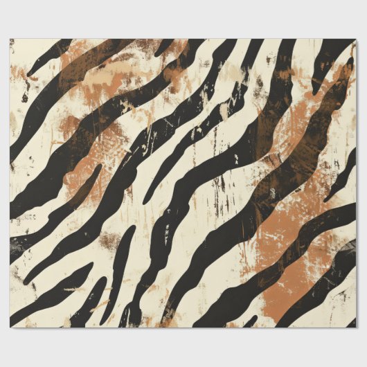 Boho Chic Tiger Print Design Geschenkpapier (Flach)