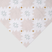 Boho Chic Tribal Aztec Tan und grünes Muster Seidenpapier (Ausschnitt)