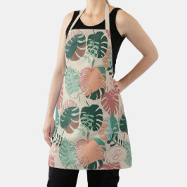 Boho Chic Tropical Botanical Pattern Monogram Schürze