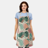 Boho Chic Tropical Botanical Pattern Monogram Schürze (Getragen)