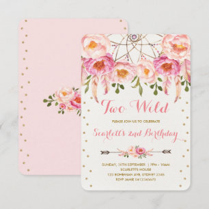 Boho Chic Two Wild 2. Geburtstag Dreamcatcher Part Einladung