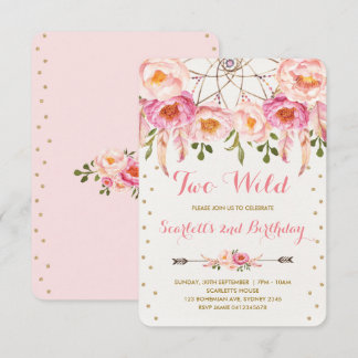 Boho Chic Two Wild 2. Geburtstag Dreamcatcher Part Einladung
