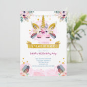 Boho Chic Unicorn Face Birthday Einladung (Stehend Vorderseite)
