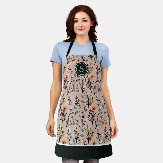 Boho Chic Vibes: Dusty Rose Wasserfarbe Schürze (Getragen)