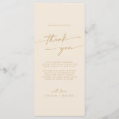 Boho Chic Vintag Gold Danke und Hochzeit Menükarte (Rückseite)