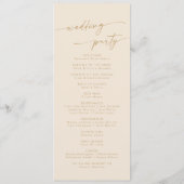 Boho Chic Vintag Gold Tee Lange Hochzeit Programm (Rückseite)