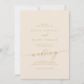 Boho Chic Vintag Gold Wedding Einladung (Vorderseite)