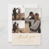 Boho Chic Vintag Gold Wedding Foto Collage Dankeskarte (Vorderseite)