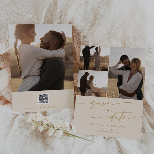 Boho-Chic-Vintage-Gold-Multi-Photo-QR-Code Save The Date