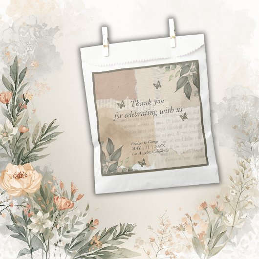 Boho chic Vintage grüne Hochzeit danke Geschenktütchen