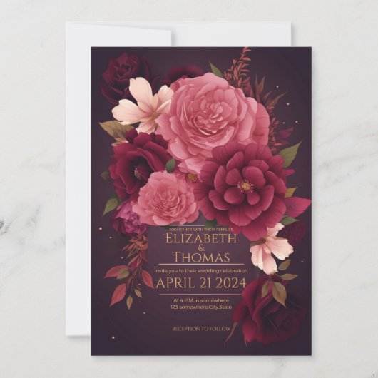 Boho Chic Violet und Dunkel Lila. Einladung (Vorderseite)