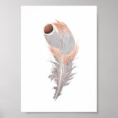 Boho chic Vogelfedern Aquarellmalerei Druck Poster (Vorne)