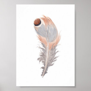 Boho chic Vogelfedern Aquarellmalerei Druck Poster