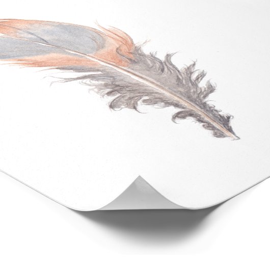 Boho chic Vogelfedern Aquarellmalerei Druck Poster (Ecke)