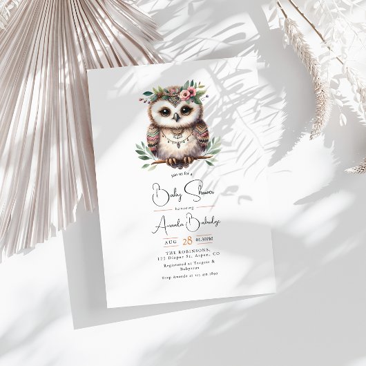 Boho Chic Waldtiere Baby Shower Einladung