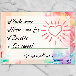 Boho Chic Wasserfarbe Blumenblume Liste 4" x 3" Post-it Klebezettel