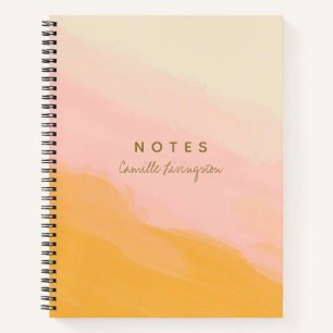 Boho Chic Wasserfarbe Rosa und Gelb Personalisiert Notizblock