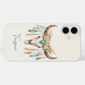 Boho-Chic-Wasserfarben-Blumen-Kuh-Schädel Case-Mate iPhone Hülle (Rückseite (Horizontal))