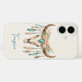 Boho-Chic-Wasserfarben-Blumen-Kuh-Schädel Case-Mate iPhone Hülle (Rückseite (Horizontal))