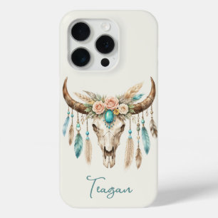 Boho-Chic-Wasserfarben-Blumen-Kuh-Schädel Case-Mate iPhone Hülle