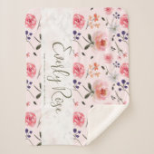 Boho Chic Wasserfarbenflorieren Personalisiert Sta Sherpadecke (Vorderseite)