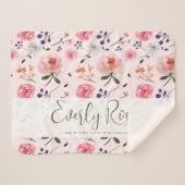 Boho Chic Wasserfarbenflorieren Personalisiert Sta Sherpadecke (Vorderseite (Horizontal))