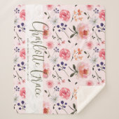 Boho Chic Wasserfarbenflorieren Personalisiert Sta Sherpadecke (Vorderseite)