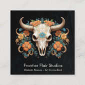 Boho Chic Watercolor Art Deco Quadratische Visitenkarte (Vorderseite)