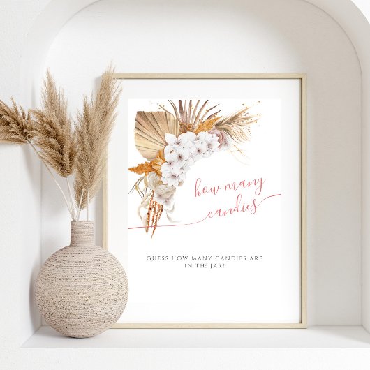 Boho Chic Watercolor Babydusche Wie viele Candies Poster