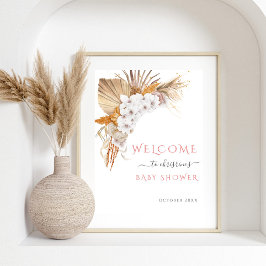 Boho Chic Watercolor Bloral Baby Dusche Willkommen Poster