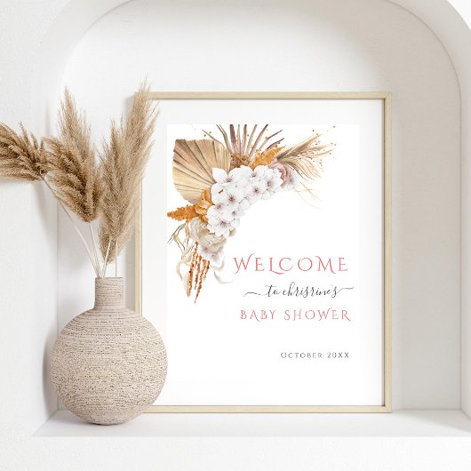 Boho Chic Watercolor Bloral Baby Dusche Willkommen Poster